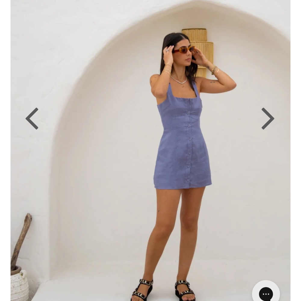 VRG GRL Florentina Button Front Linen Mini Dress